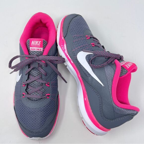 Nike Women’s Flex Trainer 5 Gray Pink Running Shoes Size 7 (724858-003) - Picture 1 of 9